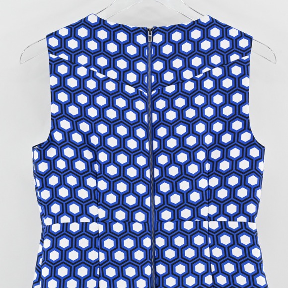 Diane Von Furstenberg Carrie Dress Size 6 Hexagon Dot Blue White Modern Retro - Picture 12 of 14